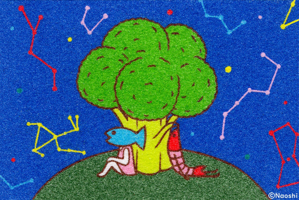 Original Sand Painting by Naoshi - Broccoli Tree