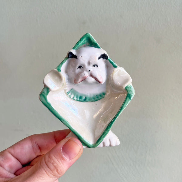 Porcelain Bulldog Ashtray - Vintage 1930's