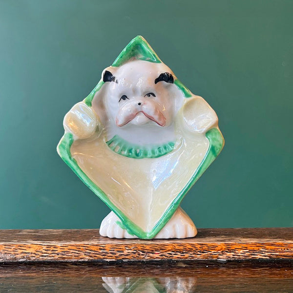 Porcelain Bulldog Ashtray - Vintage 1930's