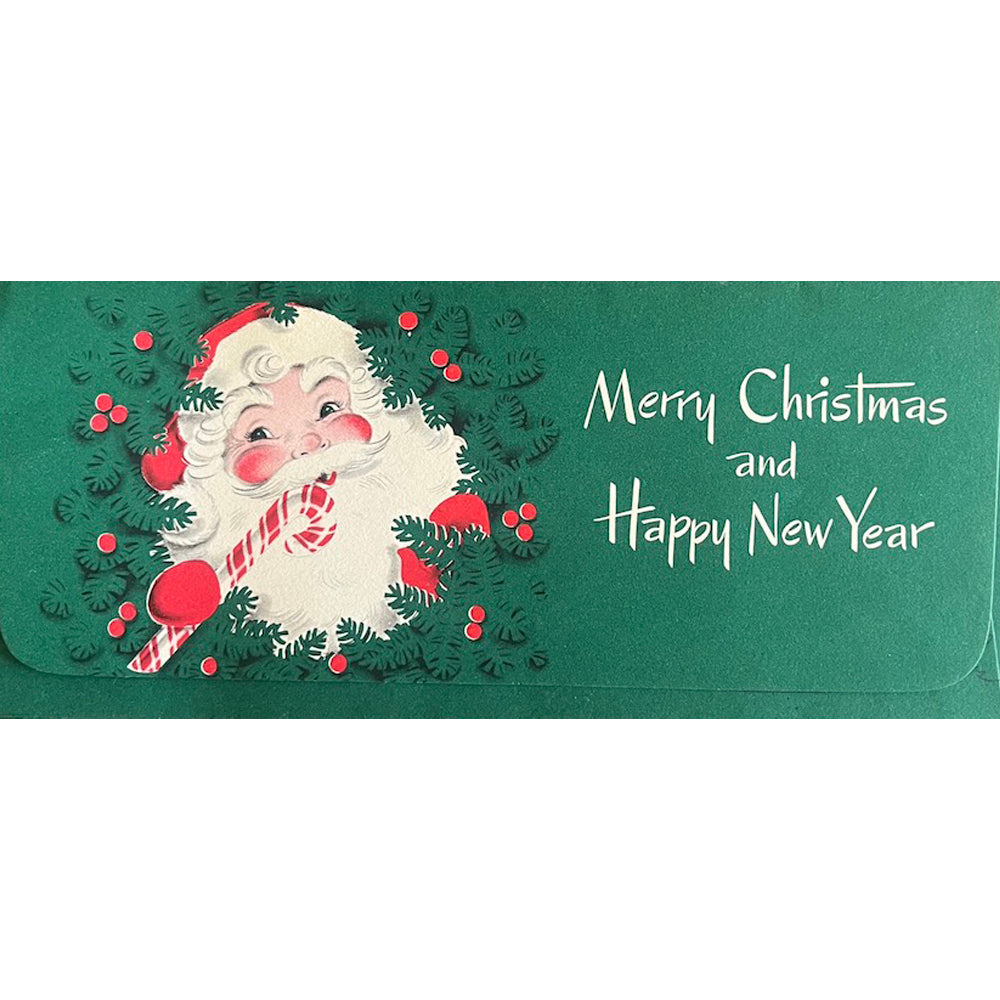 Santa's Candy Cane - Vintage Christmas Card