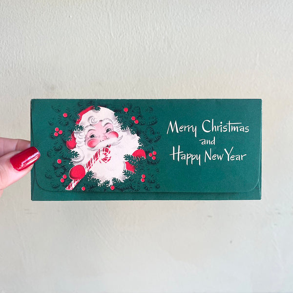 Santa's Candy Cane - Vintage Christmas Card