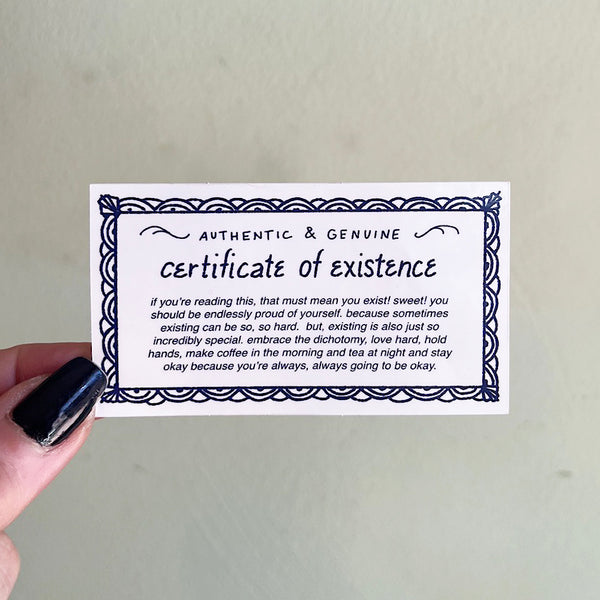 Certificate of Existence Sticker
