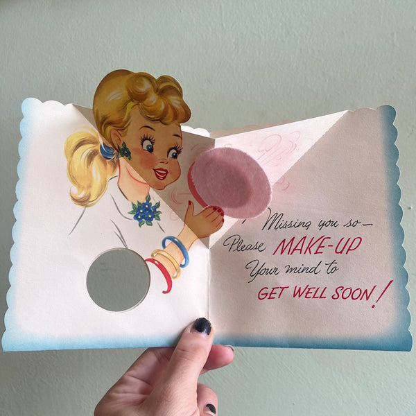 Get Well Make Up Card - Vintage 1950's