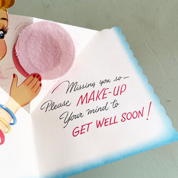 Get Well Make Up Card - Vintage 1950's