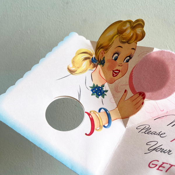 Get Well Make Up Card - Vintage 1950's
