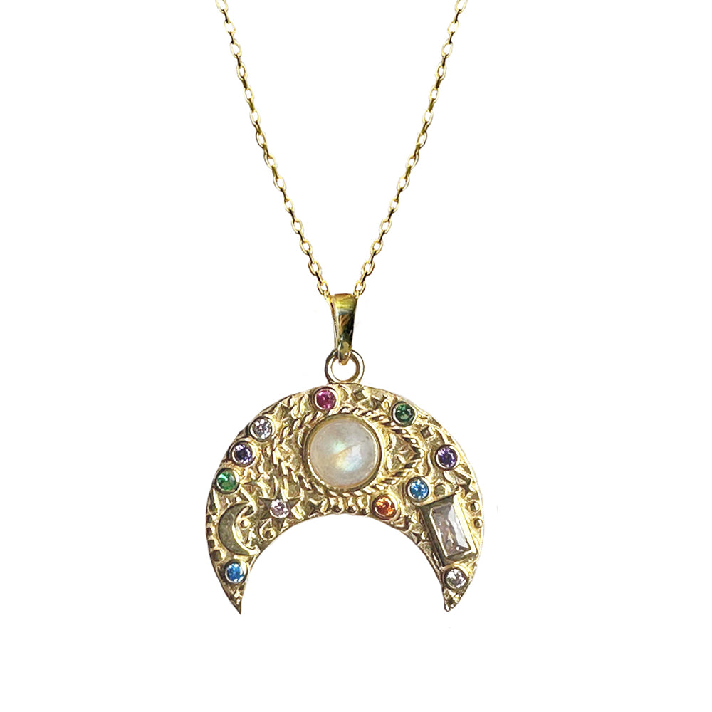 Crescent Moonstone Necklace