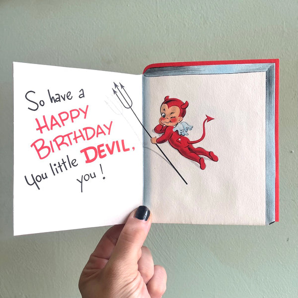 Devilish Diary Birthday Card - Vintage 1950's
