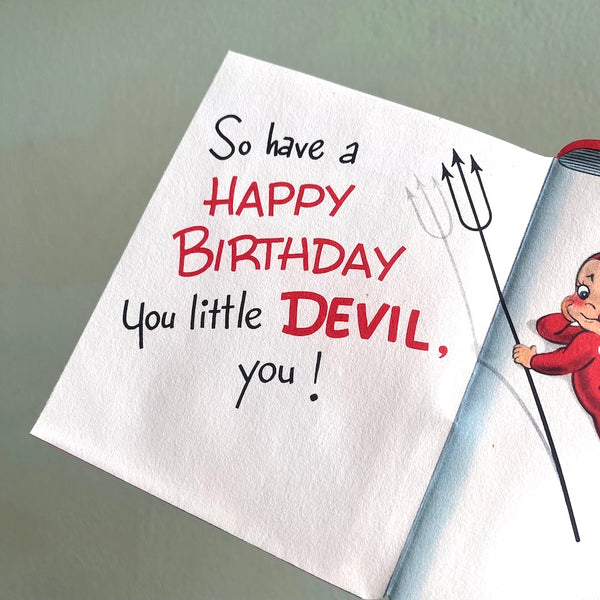 Devilish Diary Birthday Card - Vintage 1950's