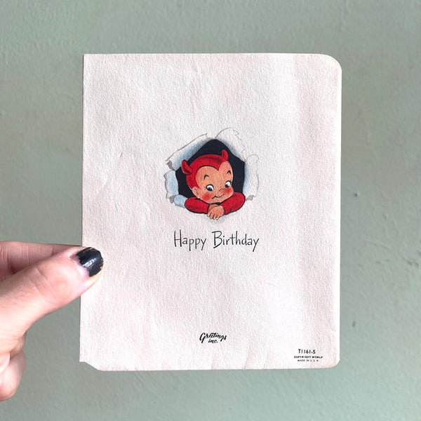 Devilish Diary Birthday Card - Vintage 1950's