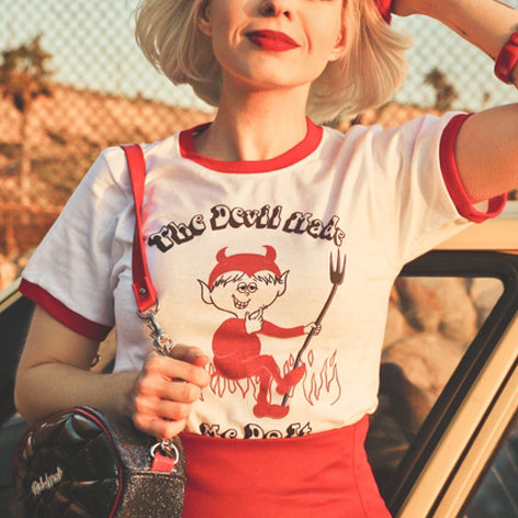Devil Made Me Do It Ringer Tee