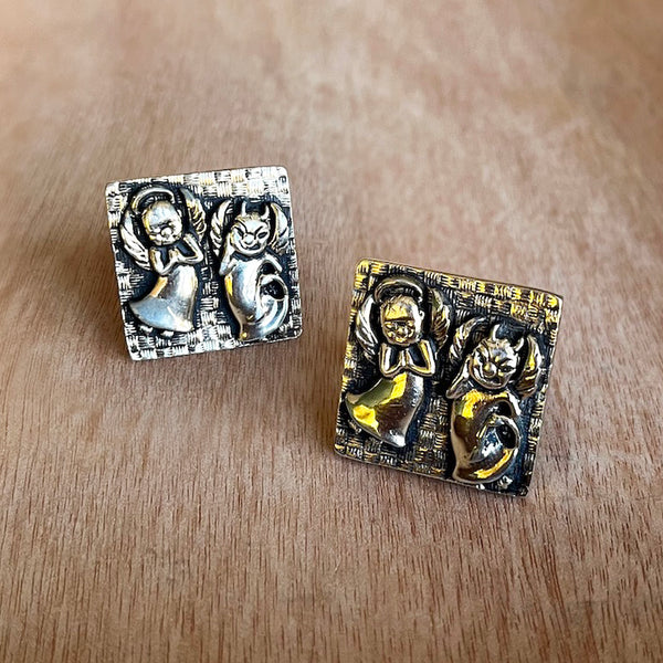 Vintage 1960's Devil & Angel Cufflinks - Gold