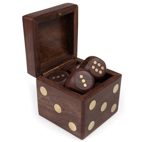 Wood & Golden Dice Set