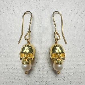 Pearl Drop Skull Earrings