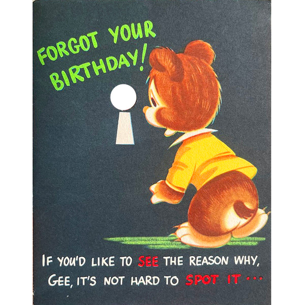 Forgotten Belated Birthday Card - Vintage 1950's
