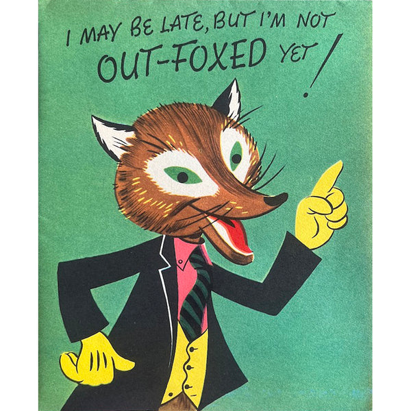 Foxy Belated Birthday Card - Vintage 1950's
