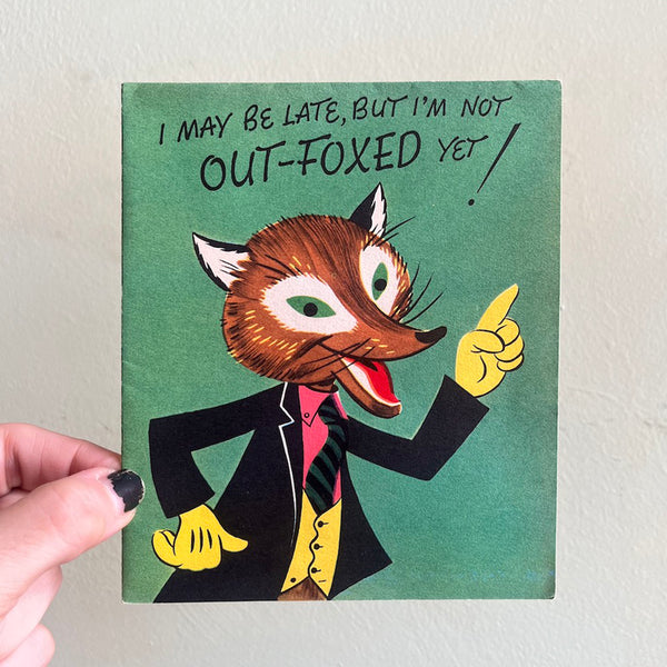 Foxy Belated Birthday Card - Vintage 1950's