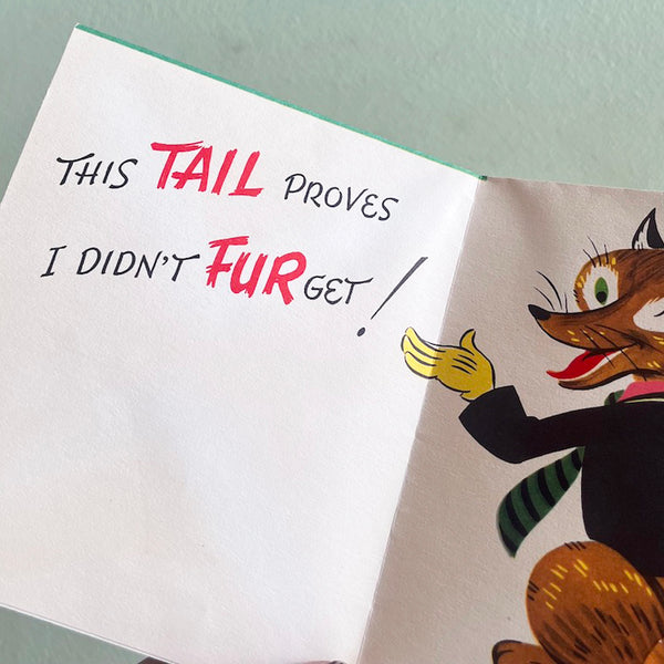 Foxy Belated Birthday Card - Vintage 1950's