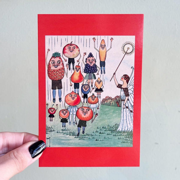 Anthropomorphic Fruit Postcard