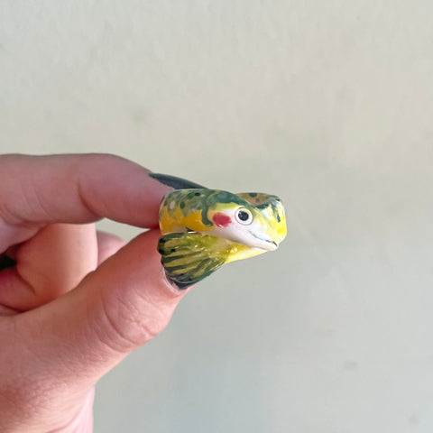 Porcelain Green Guppy Ring