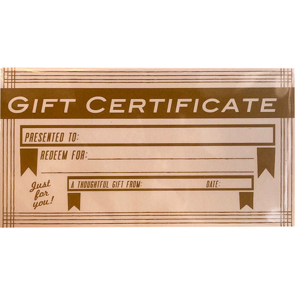 Gift Certificate (Blank) Cards