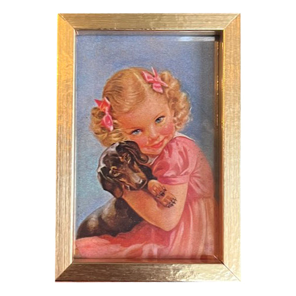 Vintage Puppy Girl Mini Print