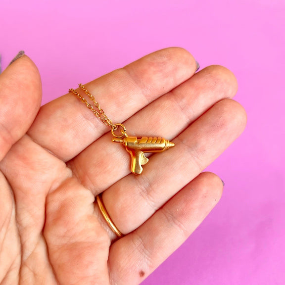 Gold Glue Gun Necklace