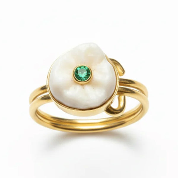 Real Tooth and Emerald Ring