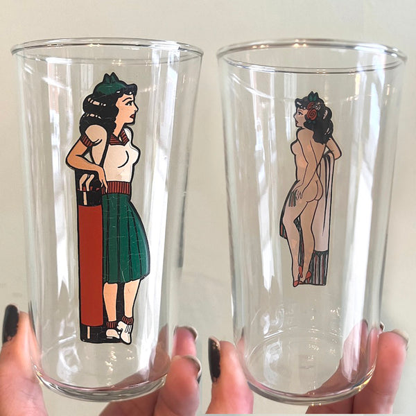 Vintage Nudie Girl Glassware
