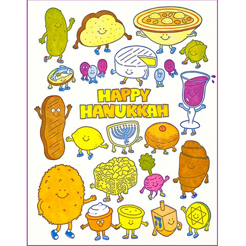 Happy Hanukkah Food Friends Card