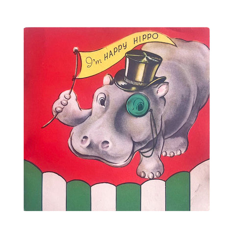 Happy Hippo Vintage Birthday Card