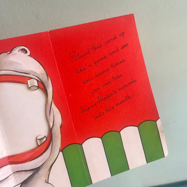 Happy Hippo Vintage Birthday Card