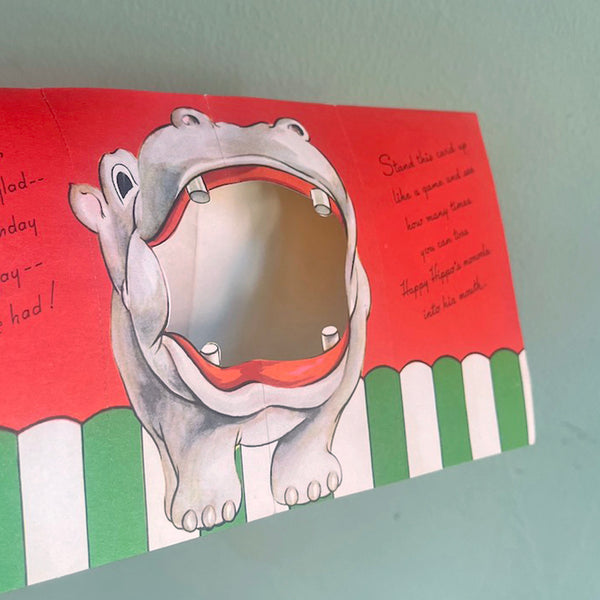 Happy Hippo Vintage Birthday Card