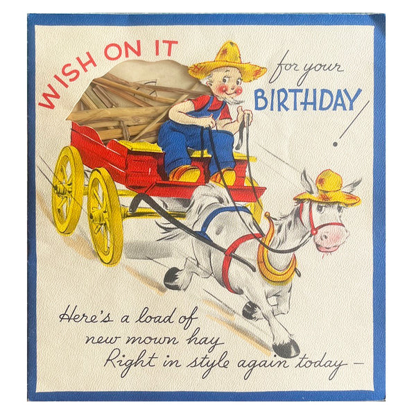 Wish On It Birthday Card - Vintage 1940's