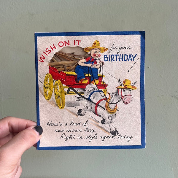 Wish On It Birthday Card - Vintage 1940's