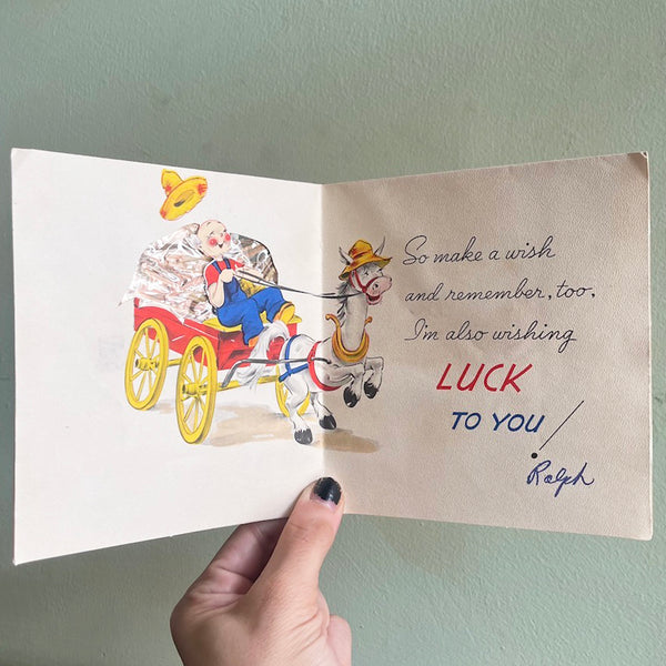 Wish On It Birthday Card - Vintage 1940's