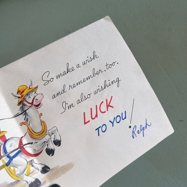 Wish On It Birthday Card - Vintage 1940's