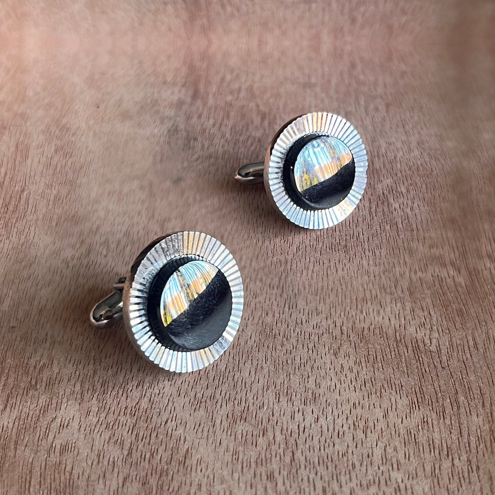 Vintage Hematite Circle Cufflinks