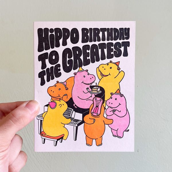 Happy Hippo Birthday Card