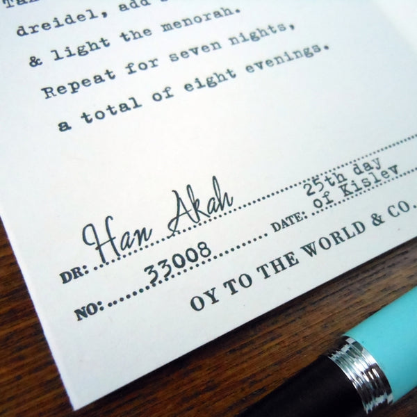 Happy Hanukkah Prescription Card