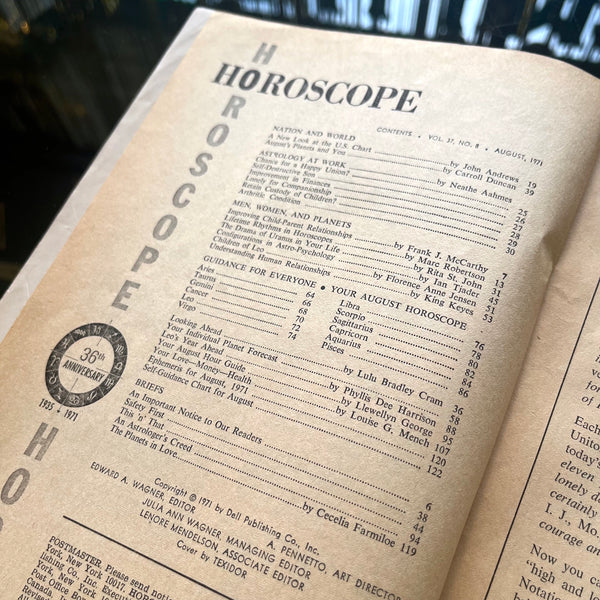 Horoscope Magazine - Vintage August 1971