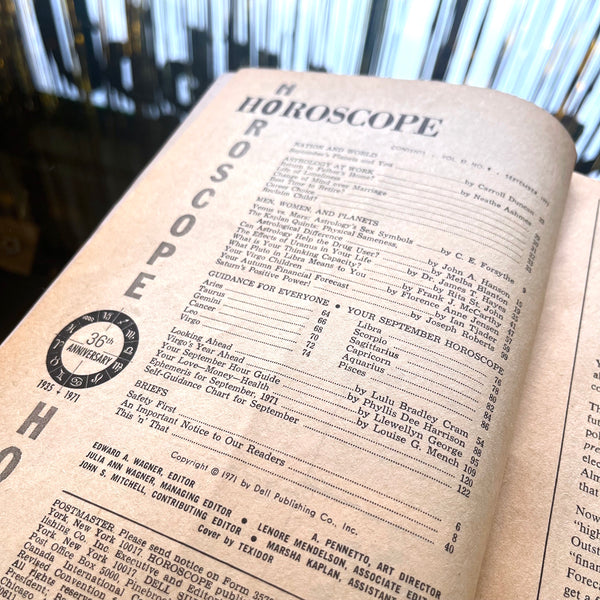 Horoscope Magazine - Vintage September 1971