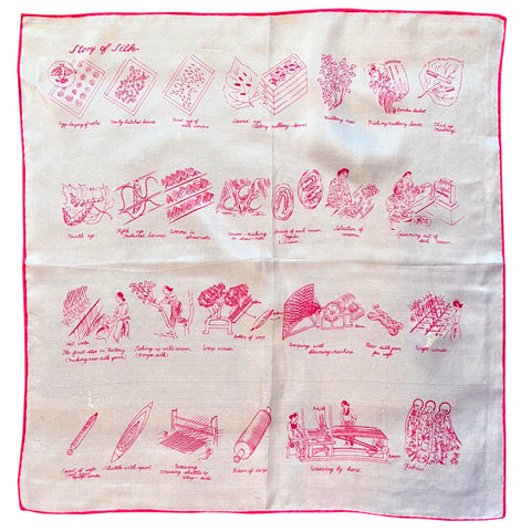 Vintage 1940'S Story of Silk Scarf