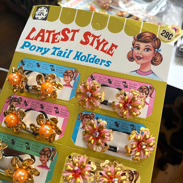 Vintage 1960's Pony Tail Holder Set