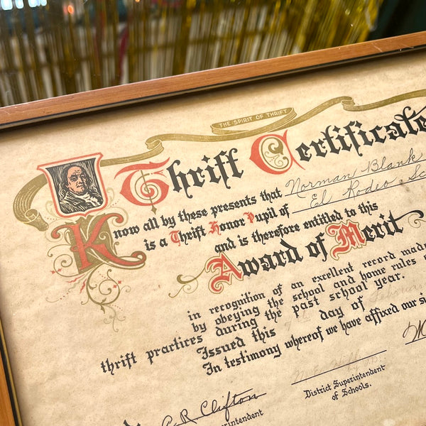 Vintage 1940 Beverly Hills Thrift Certificate