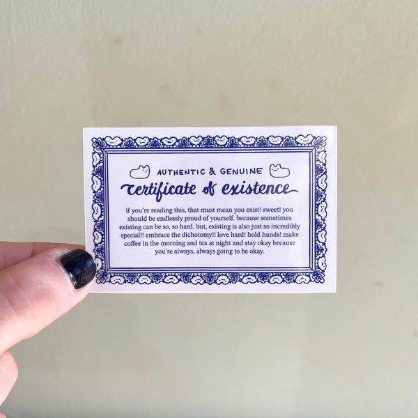 Certificate of Existence Sticker
