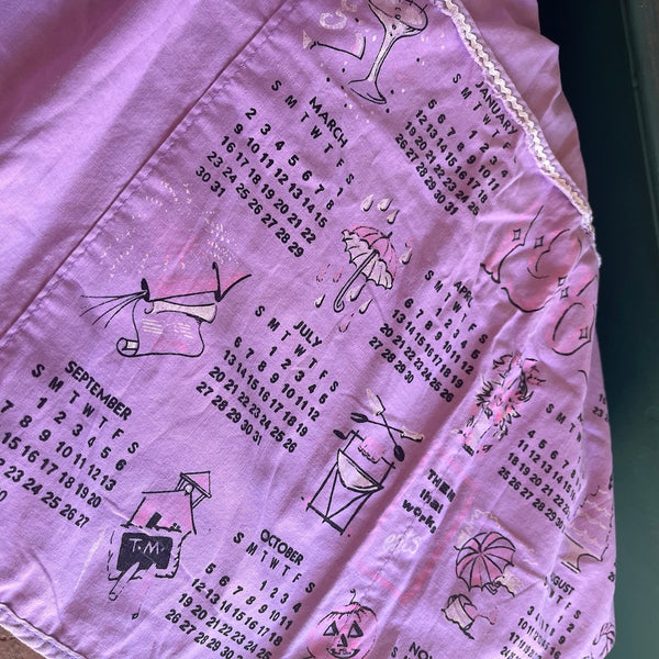 Vintage 1969 Lilac Apron Calendar - Works in 2025!