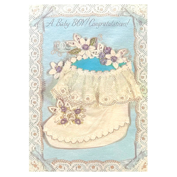 A Baby BOY! Congratulations! - Vintage Baby Card