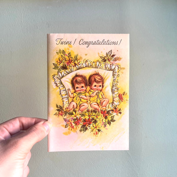 Twins! Congratulations! - Vintage Baby Card