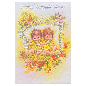 Twins! Congratulations! - Vintage Baby Card