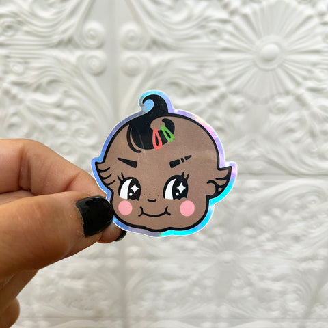 Brown Holographic Kewpie Sticker